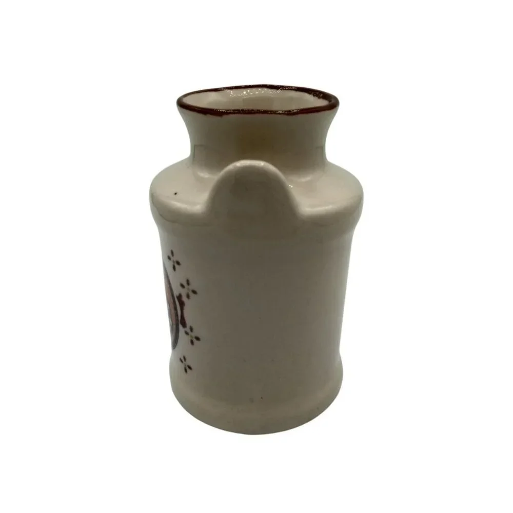 Milk Jug Vintage Vase Jar 4.5 inch Ceramic Farmhouse Country Charm Happy Cat